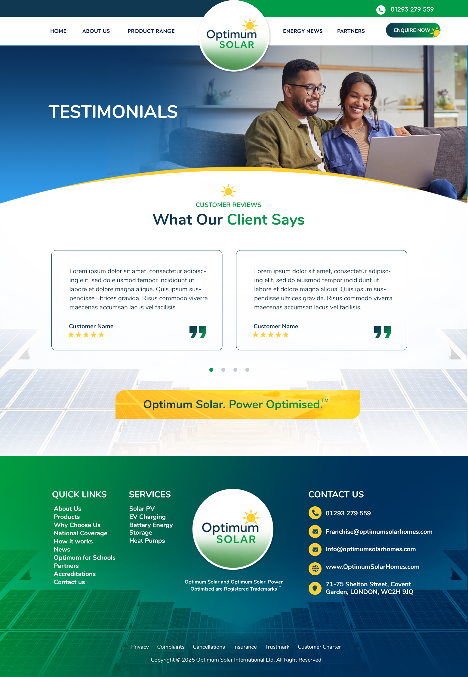 Web Design by Blue Sparrow for Optimum Solar International | Design #36425708
