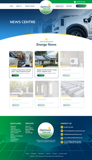 Web Design by Blue Sparrow for Optimum Solar International | Design: #36425710