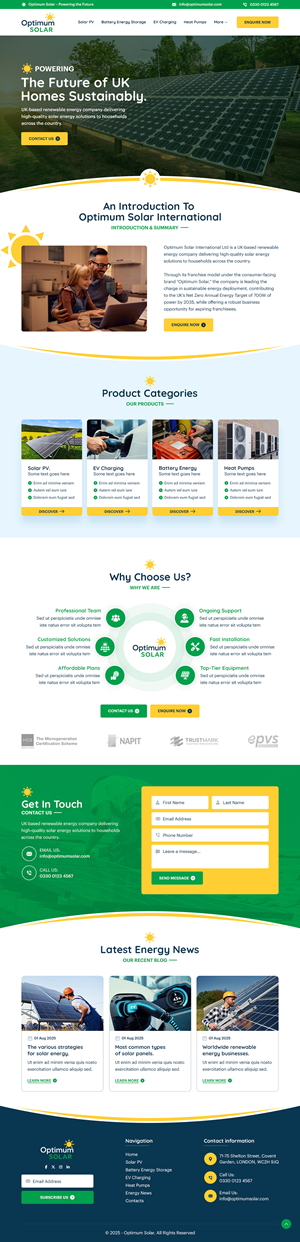 Web Design by sai.designer87 for Optimum Solar International | Design: #35966917