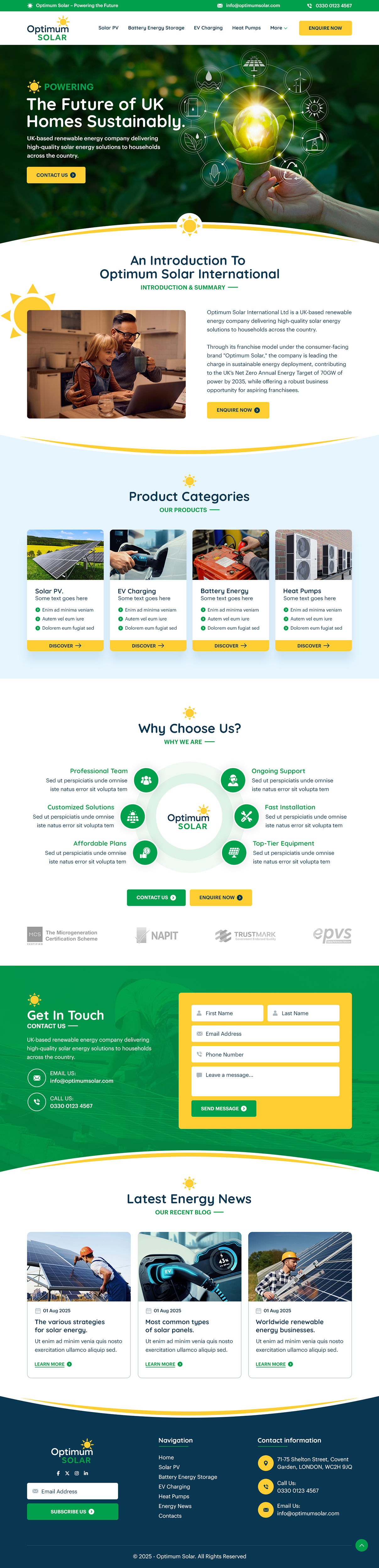 Web Design par sai.designer87 pour Optimum Solar International | Design #35966918