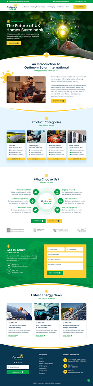 Web Design by sai.designer87 for Optimum Solar International | Design: #35966918