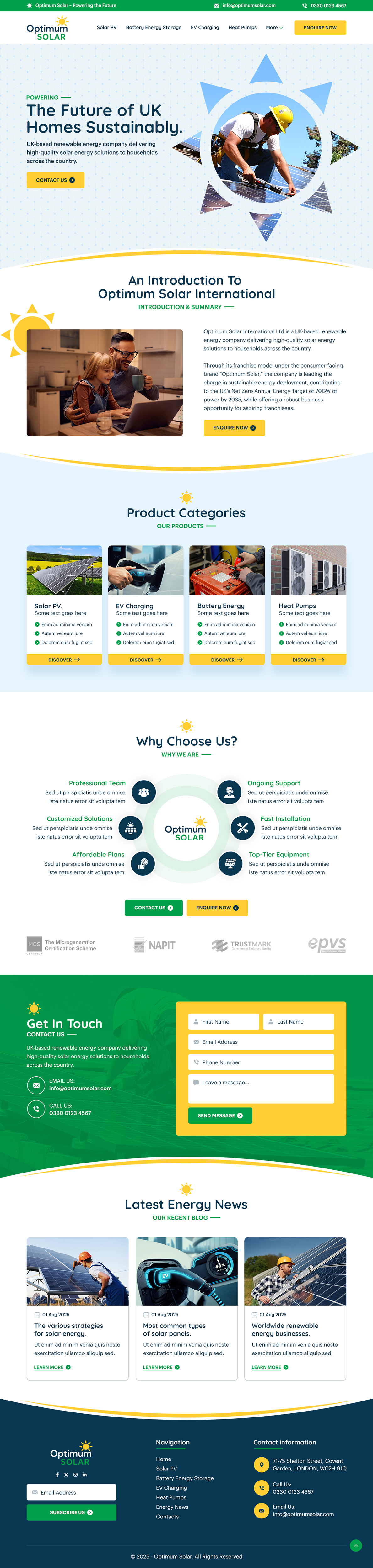 Web Design by sai.designer87 for Optimum Solar International | Design #35966919