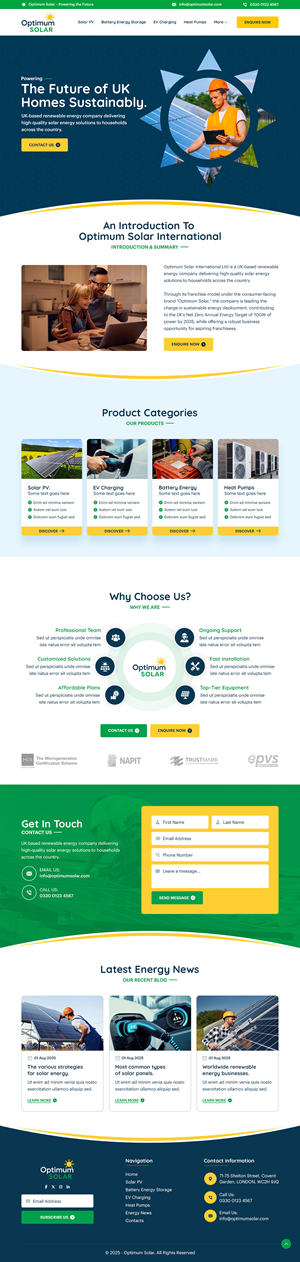 Web Design by sai.designer87 for Optimum Solar International | Design: #36053137