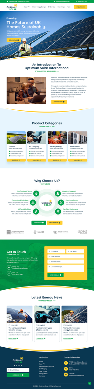 Web Design by sai.designer87 for Optimum Solar International | Design: #36053138