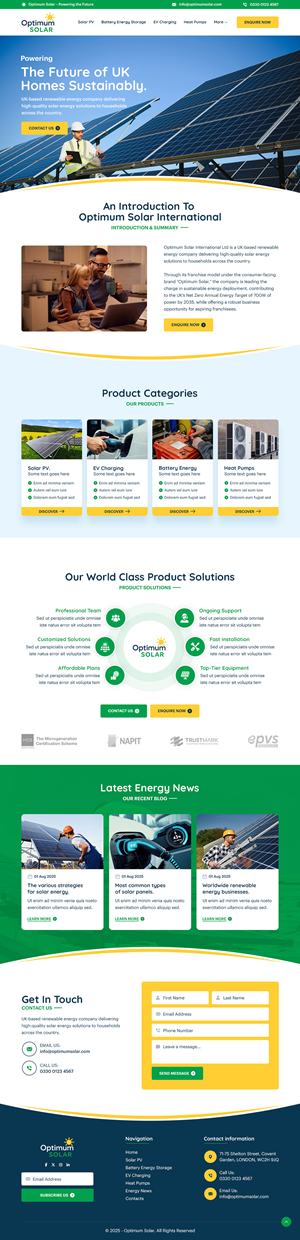 Web Design by sai.designer87 for Optimum Solar International | Design: #36079674