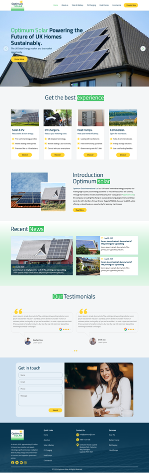 Web Design by Hukam Solanki for Optimum Solar International | Design #35992355