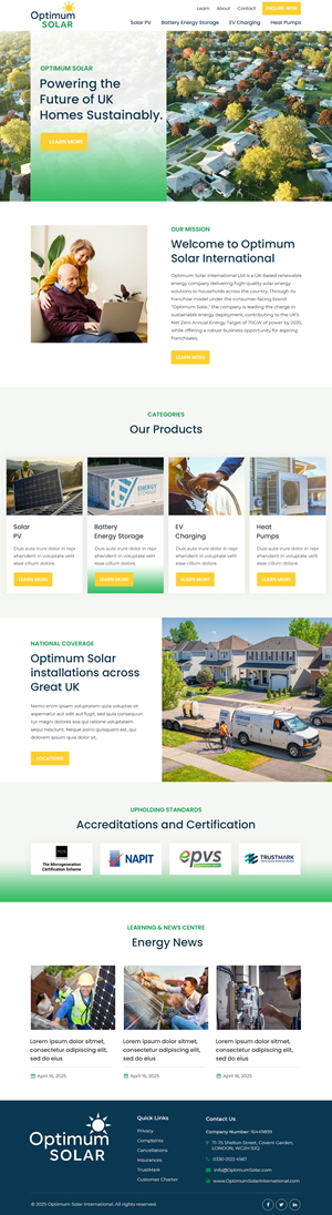 Web Design by Starlyn DS for Optimum Solar International | Design: #35970528