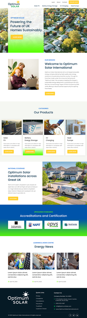 Web Design by Starlyn DS for Optimum Solar International | Design: #36046189