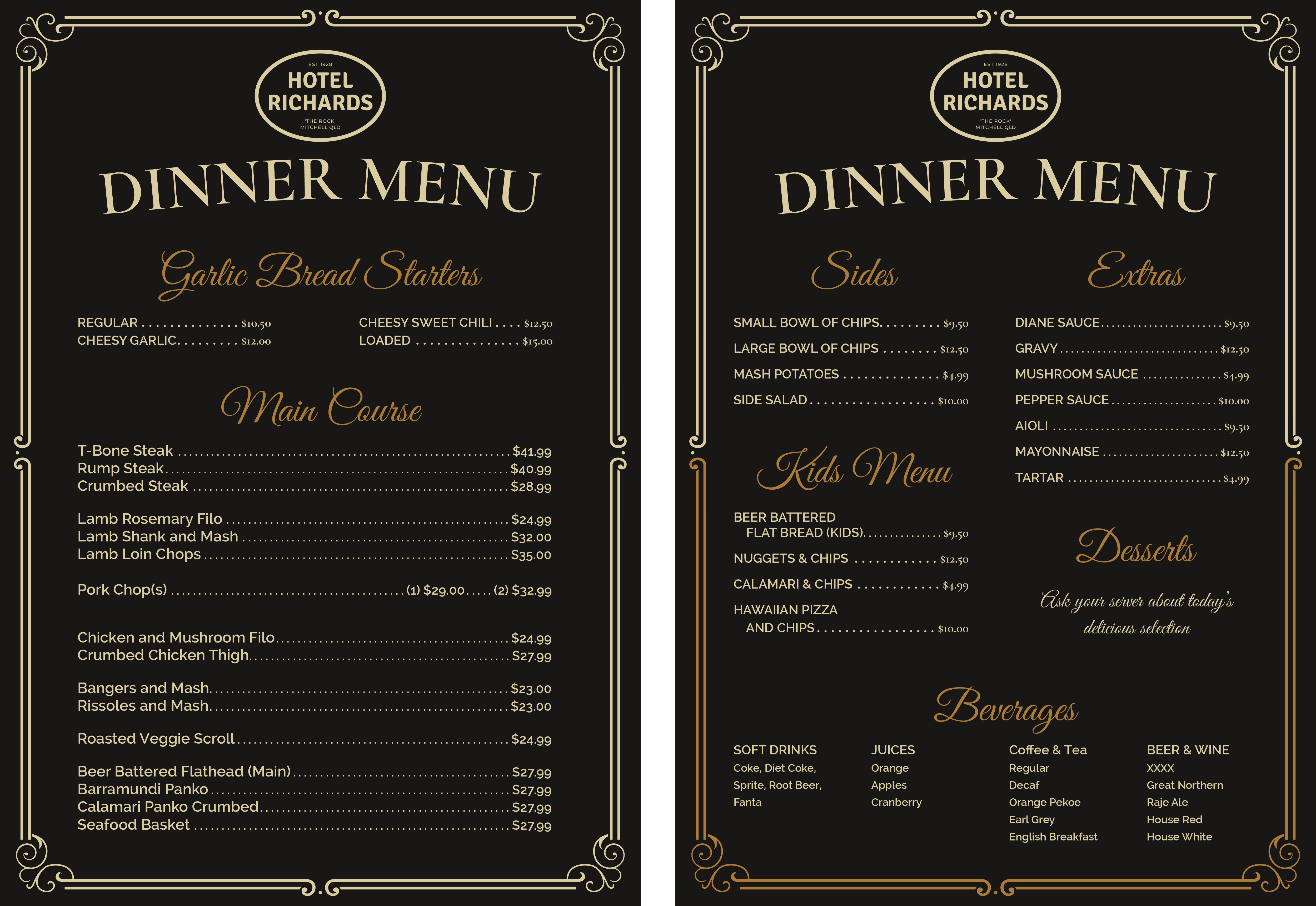 Menu Design by Tod for Hotel Richards | Design #35995090