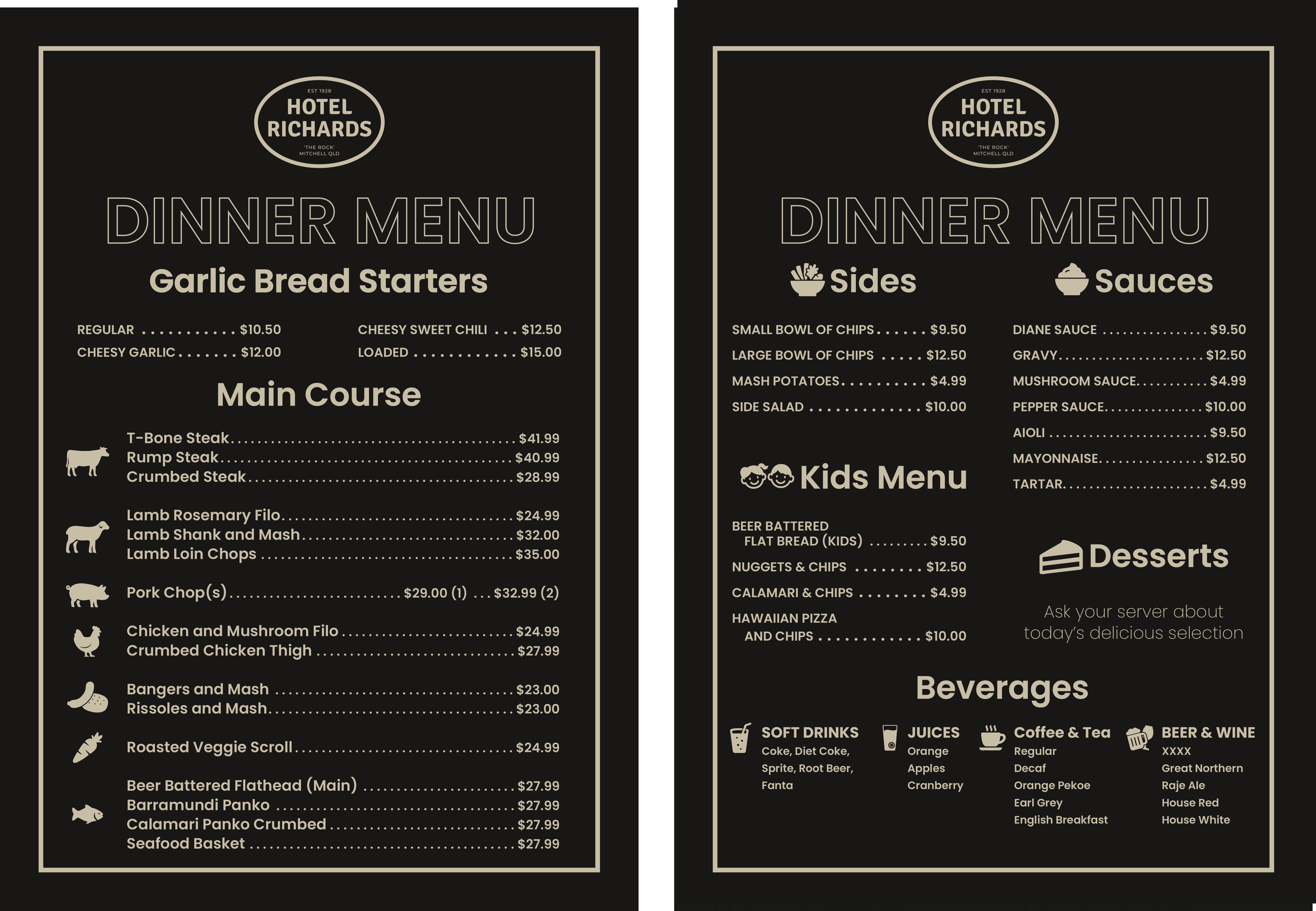 Menu Design by Tod for Hotel Richards | Design #35995455