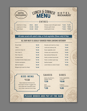 Menu Design by debdesign for Hotel Richards | Design: #36007728