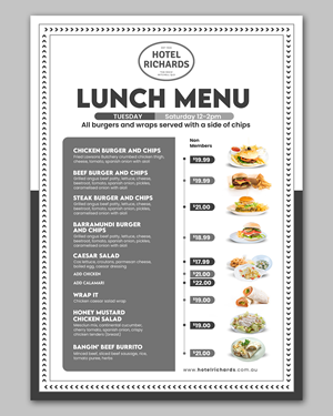 Menu Design by debdesign for Hotel Richards | Design: #36007755