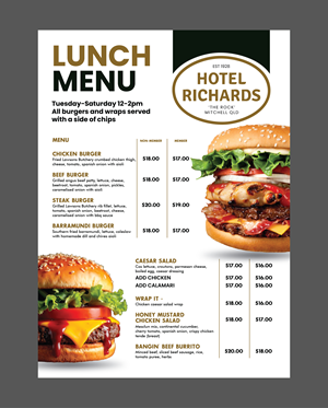 Menu Design by 3Guys for Hotel Richards | Design: #35988008