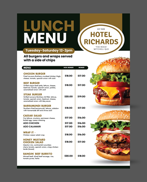 Menu Design by 3Guys for Hotel Richards | Design: #35988173