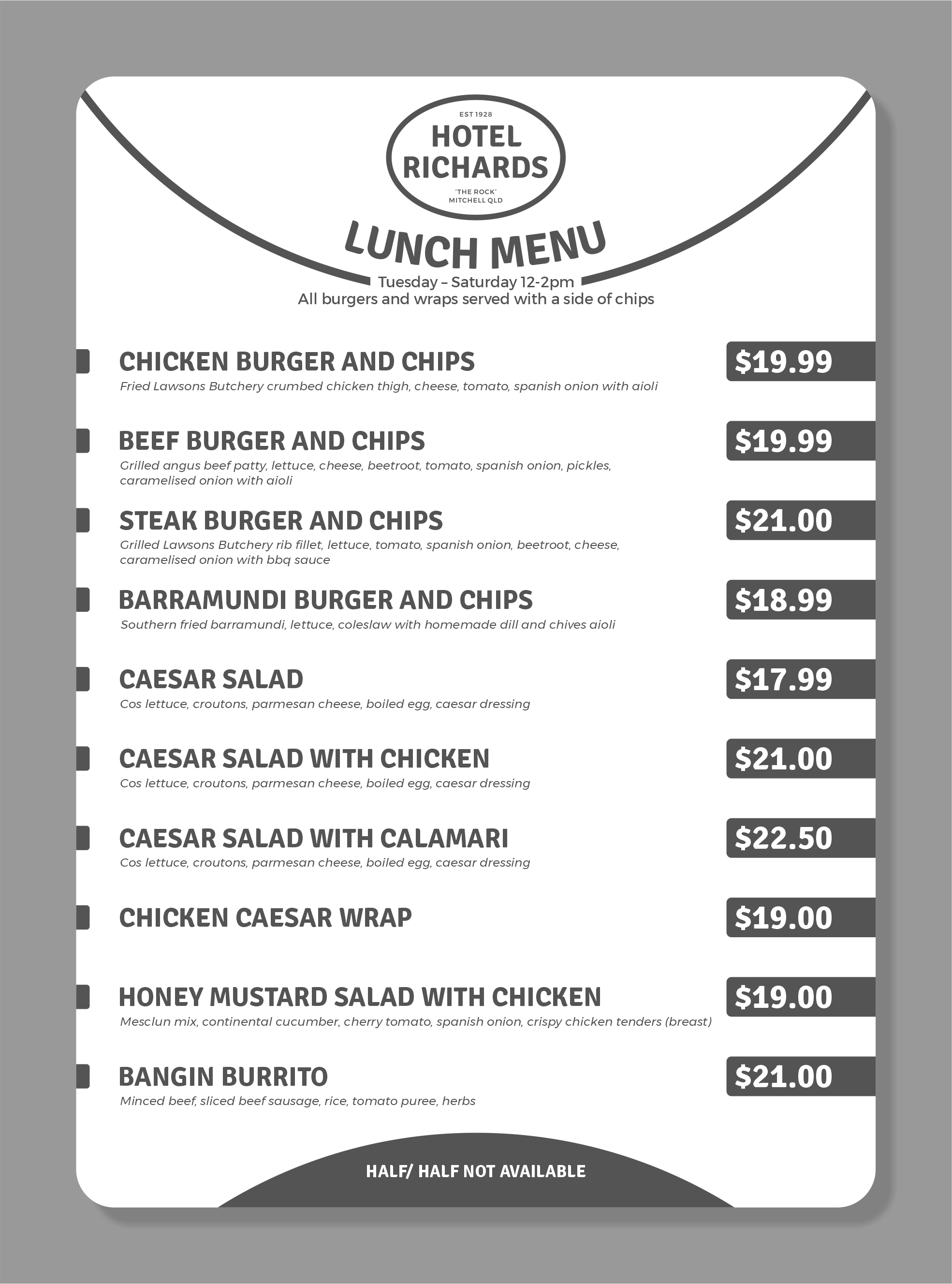 Menu Design by vintana for Hotel Richards | Design #35991960