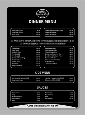 Menu Design by vintana for Hotel Richards | Design: #35995267