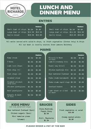 Menu Design by Vibhavana91 for Hotel Richards | Design: #36019381