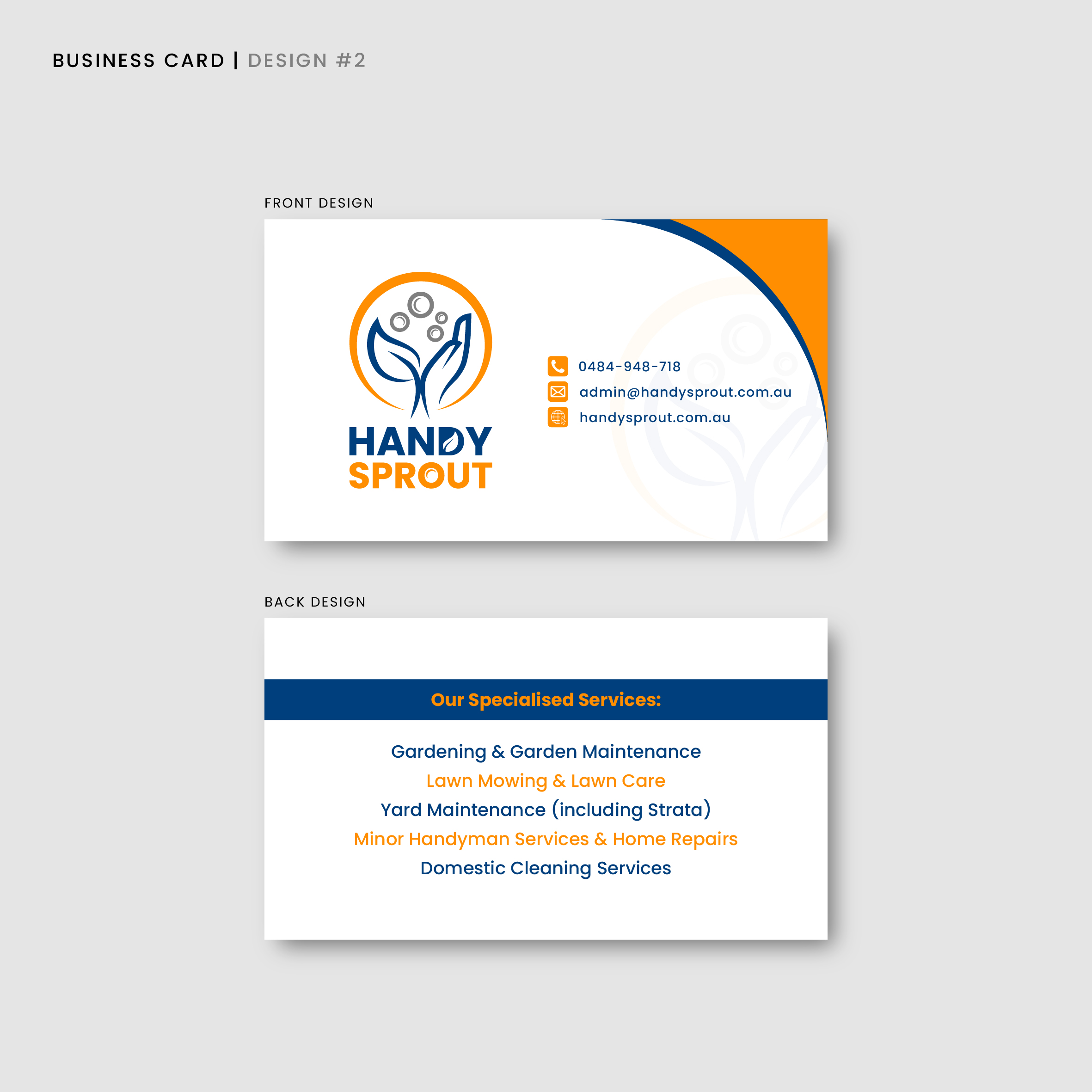 Design de Carte de Visite par Aljune Castro Designs pour Handy Sprout Pty Ltd | Design #35995696