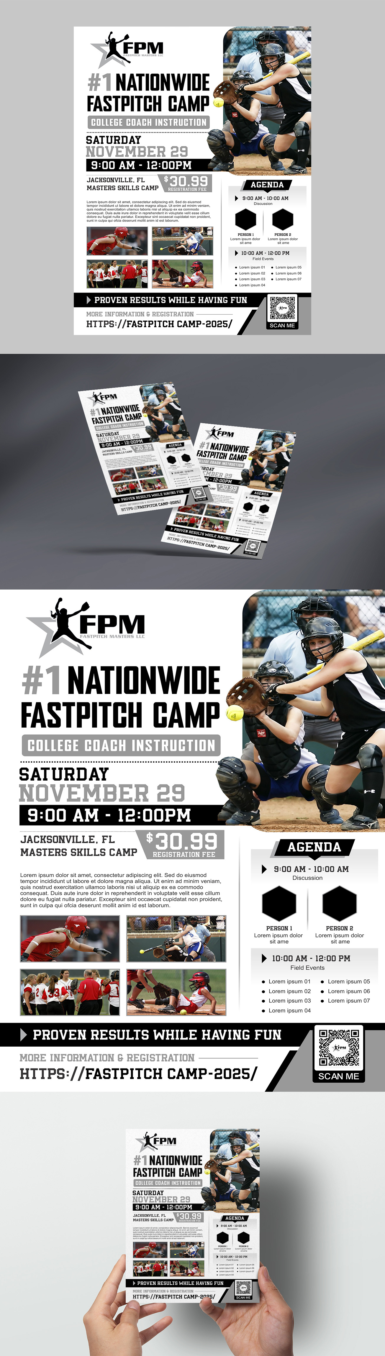 Diseño de Flyer por warga creative para Fastpitch Masters LLC | Diseño #36057654
