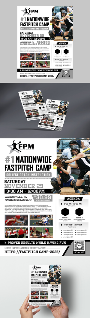 Diseño de Flyer por warga creative para Fastpitch Masters LLC | Diseño: #36057654