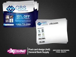 Postkarten-Design von 2xclusivedesigns für General Bank Supply | Design: #3152348