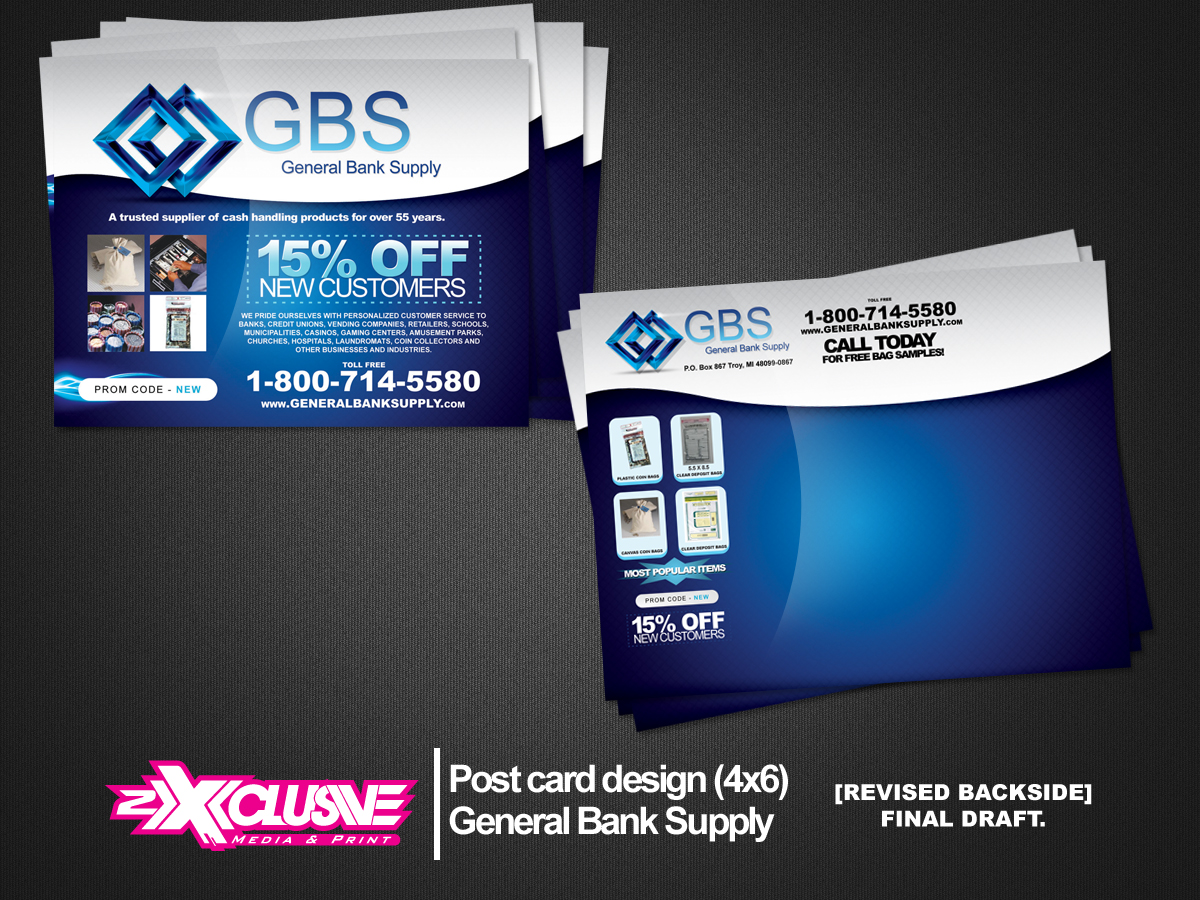 Design de Carte Postale par 2xclusivedesigns pour General Bank Supply | Design #3198125