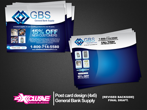 Postkarten-Design von 2xclusivedesigns für General Bank Supply | Design: #3198125