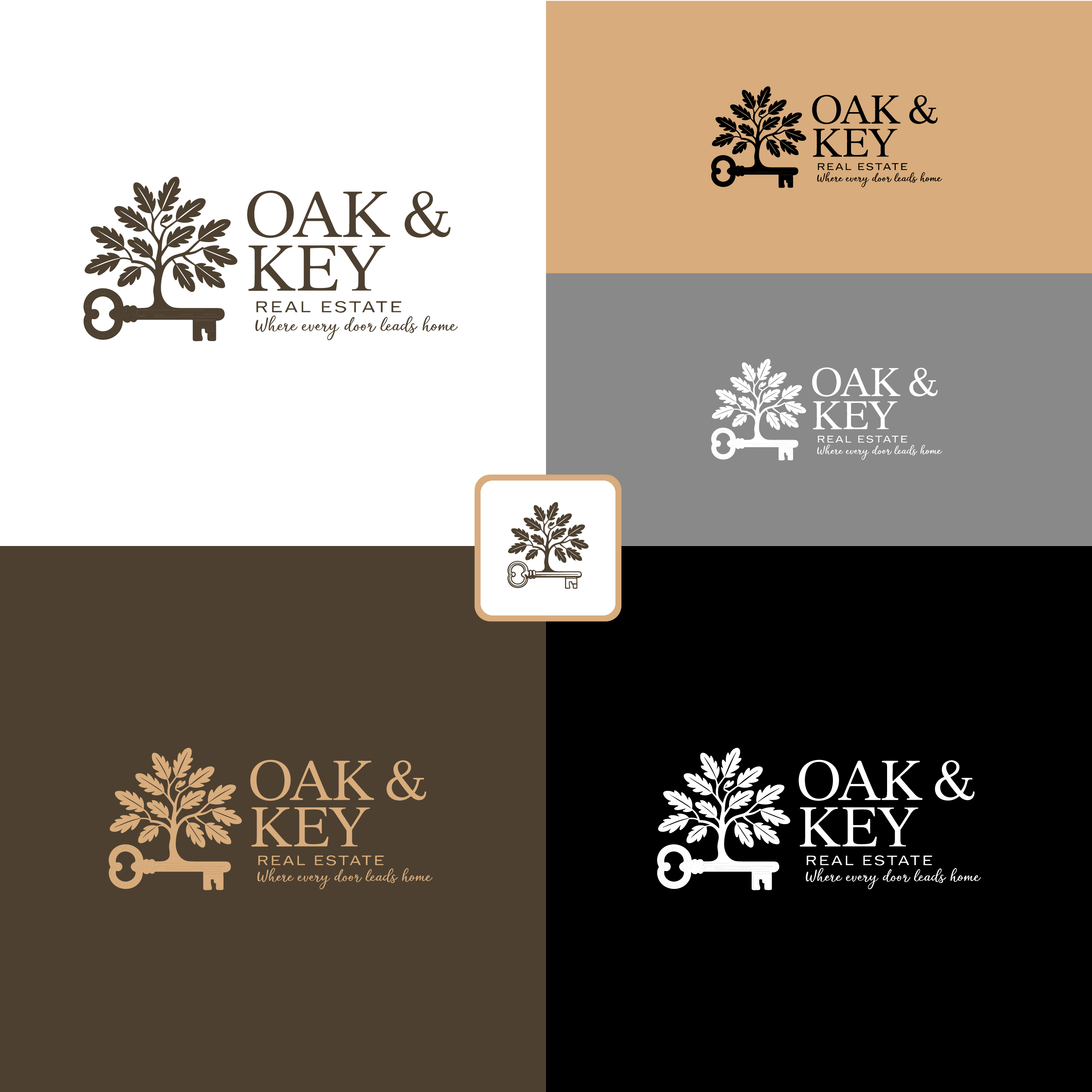 Logo Design by Design Reflector for Oak and Key Real Estate  | Design #36080349