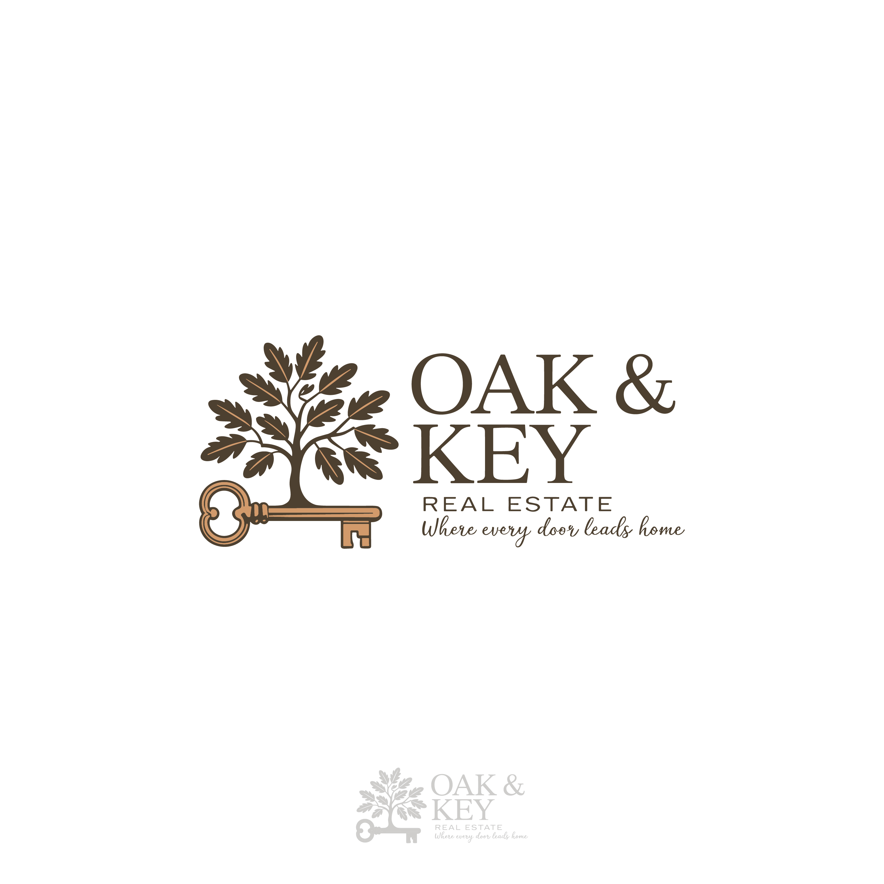 Logo Design by Design Reflector for Oak and Key Real Estate  | Design #36080356