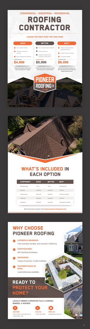 Flyer Design by pb for Pioneer Roofing Company | Design: #36075741