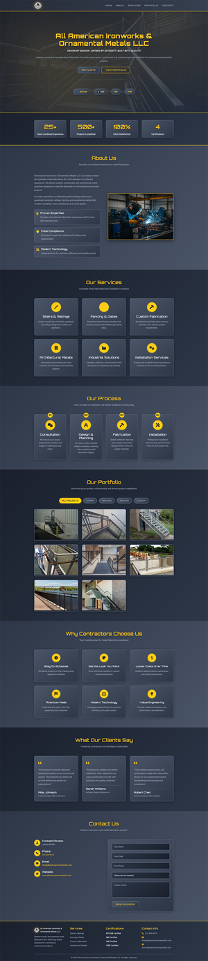 Web Design by Amer Flehan for All American Ironworks and Ornamental Metals LLC | Design: #36092730