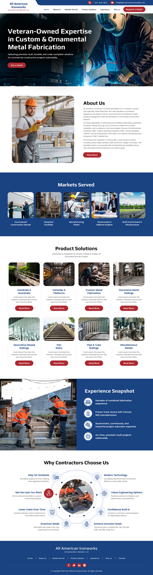 Web Design by rightway for All American Ironworks and Ornamental Metals LLC | Design: #36103729
