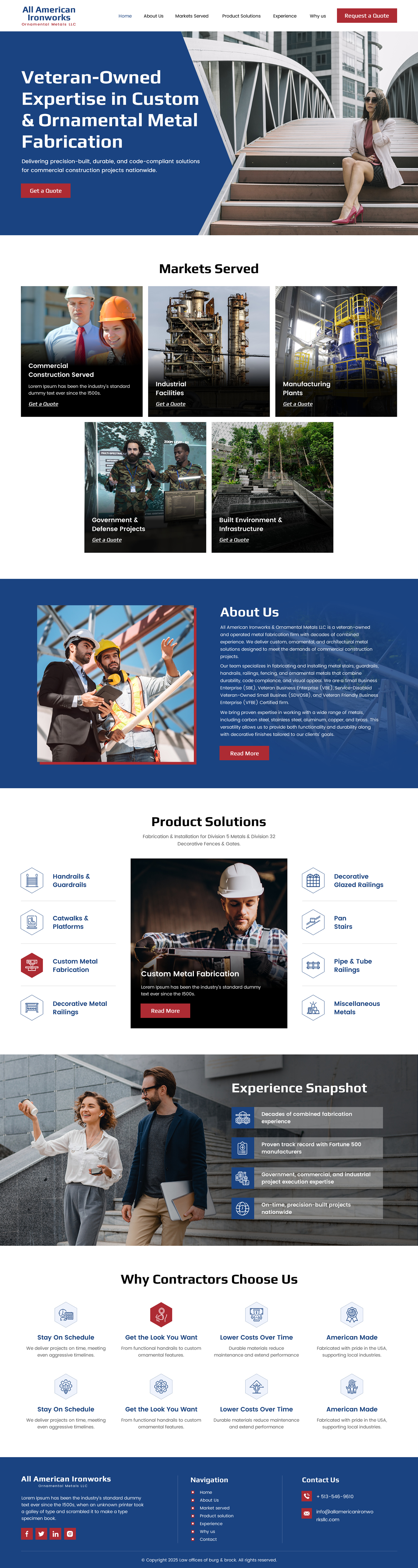 Web-Design von rightway für All American Ironworks and Ornamental Metals LLC | Design #36117342