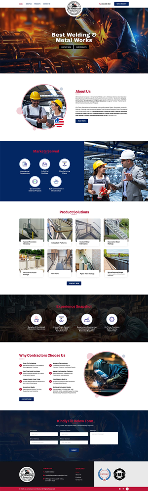 Web Design by Ved Web Services for All American Ironworks and Ornamental Metals LLC | Design #36097200