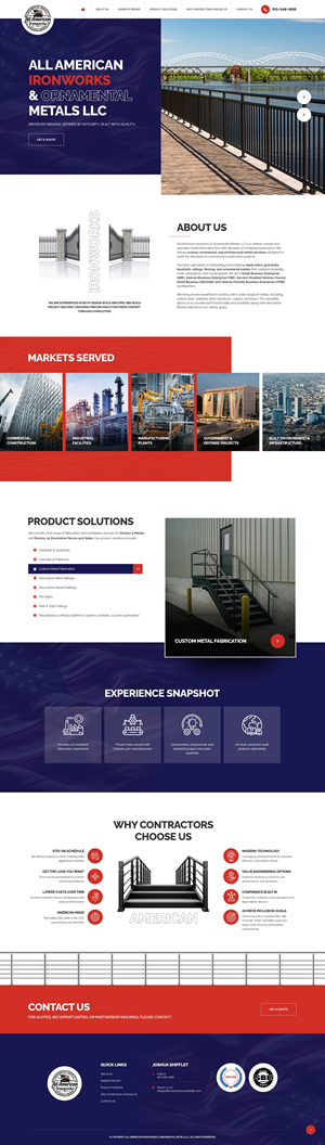 Web Design by nzdesigners for All American Ironworks and Ornamental Metals LLC | Design #36098468