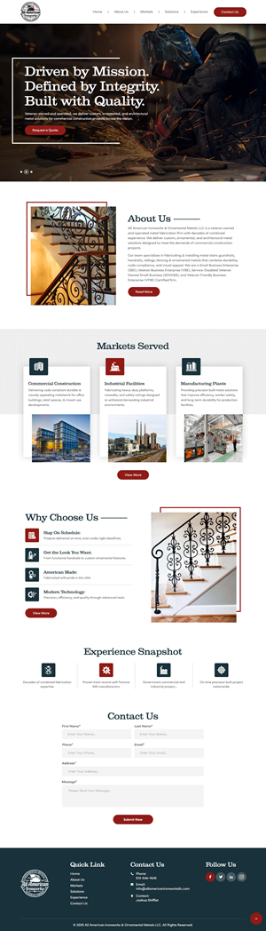 Web Design by nzdesigners for All American Ironworks and Ornamental Metals LLC | Design: #36098469