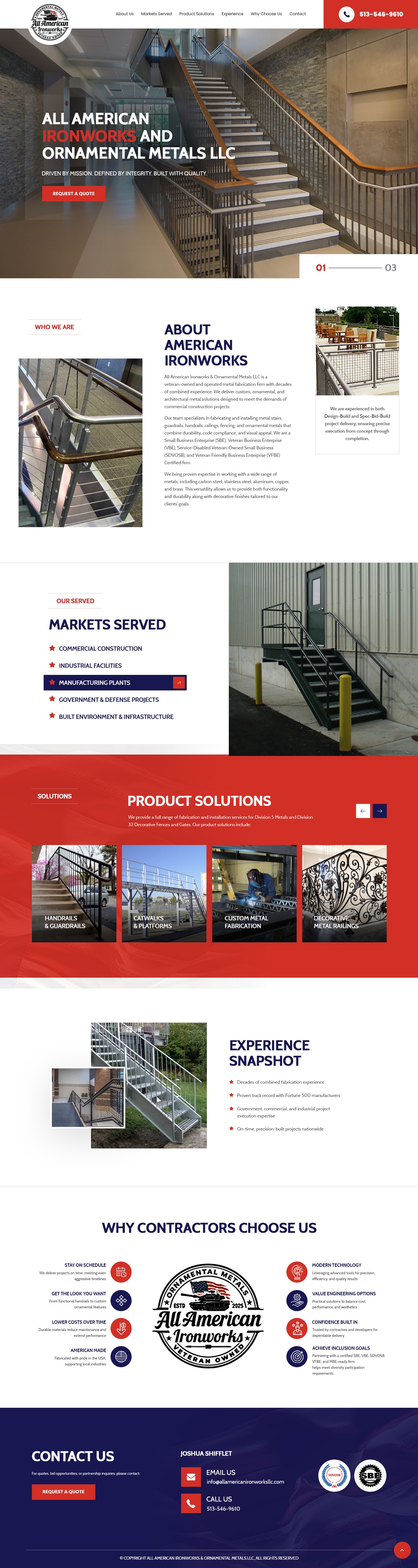 Web Design by nzdesigners for All American Ironworks and Ornamental Metals LLC | Design #36104244