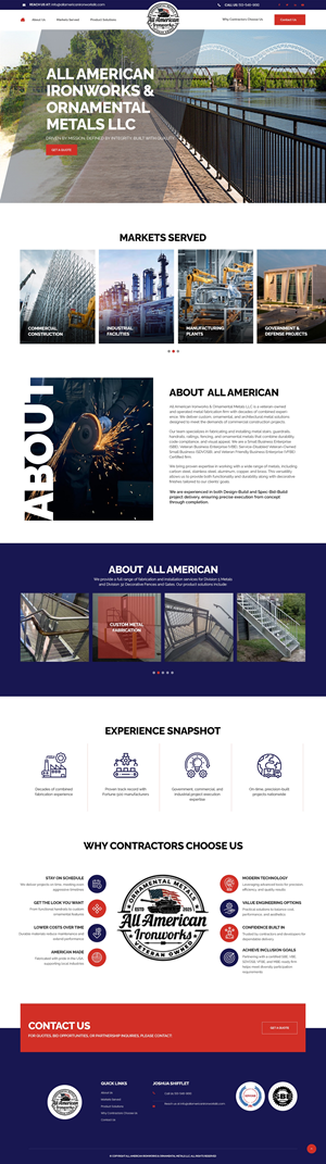 Web Design by nzdesigners for All American Ironworks and Ornamental Metals LLC | Design: #36104245