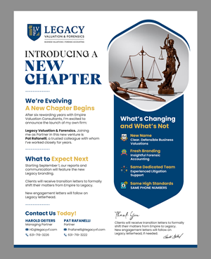 Flyer Design by debdesign for Legacy Valuation & Forensics | Design: #36111355