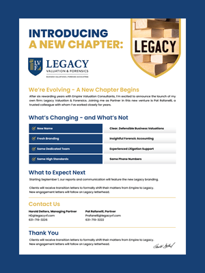 Flyer Design by 3Guys for Legacy Valuation & Forensics | Design: #36105614