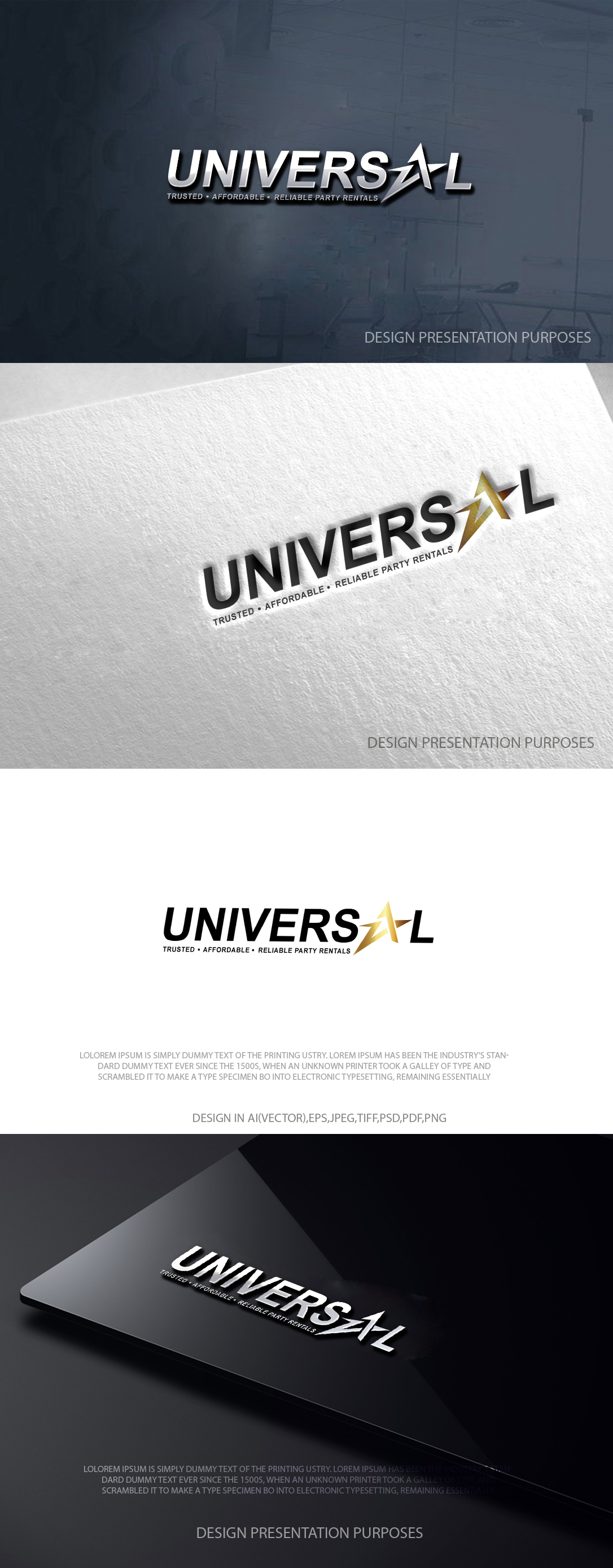 Logo-Design von zebronicgraphic für Universal Party Rentals | Design #36103612