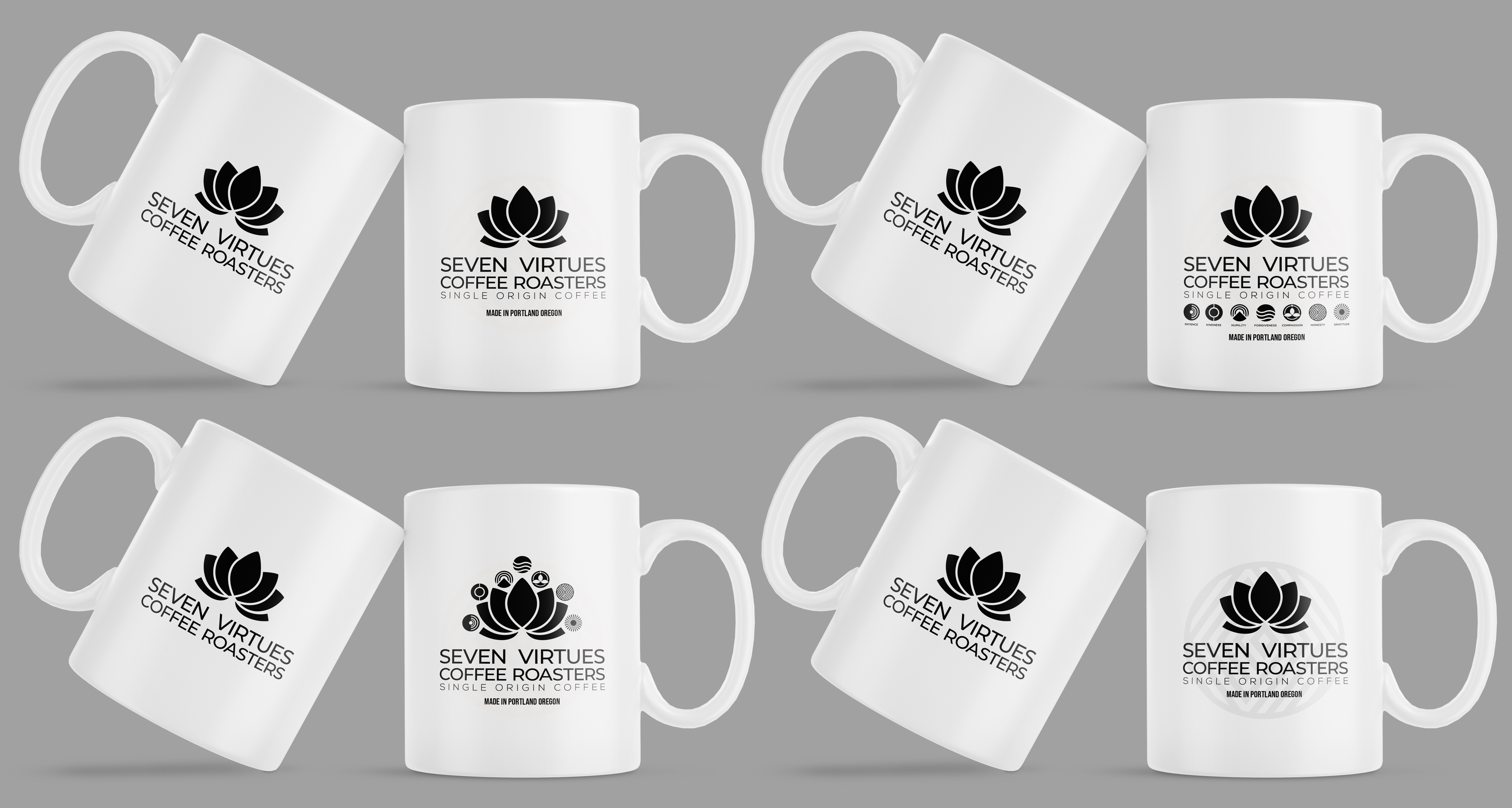 Cup and Mug Design by Rozii for Seven Virtues Coffee Roasters | Design #36186711