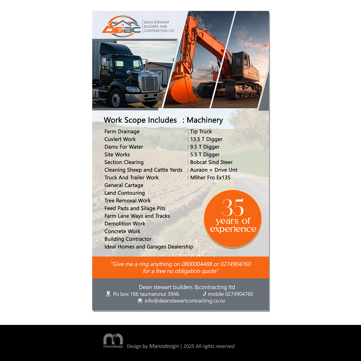 Flyer Design by ManoDesign1 for DEAN STEWART BUILDERS AND CONTRACTING.CO.NZ | Design #36213612