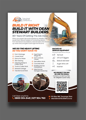Flyer Design by Nel. for DEAN STEWART BUILDERS AND CONTRACTING.CO.NZ | Design #36194562