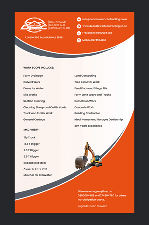 Flyer Design by Sj    Designs for DEAN STEWART BUILDERS AND CONTRACTING.CO.NZ | Design: #36212529