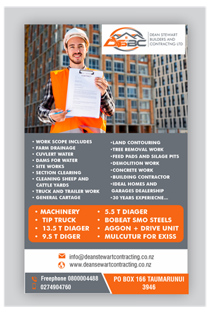 Flyer Design by designer1975 for DEAN STEWART BUILDERS AND CONTRACTING.CO.NZ | Design #36187638