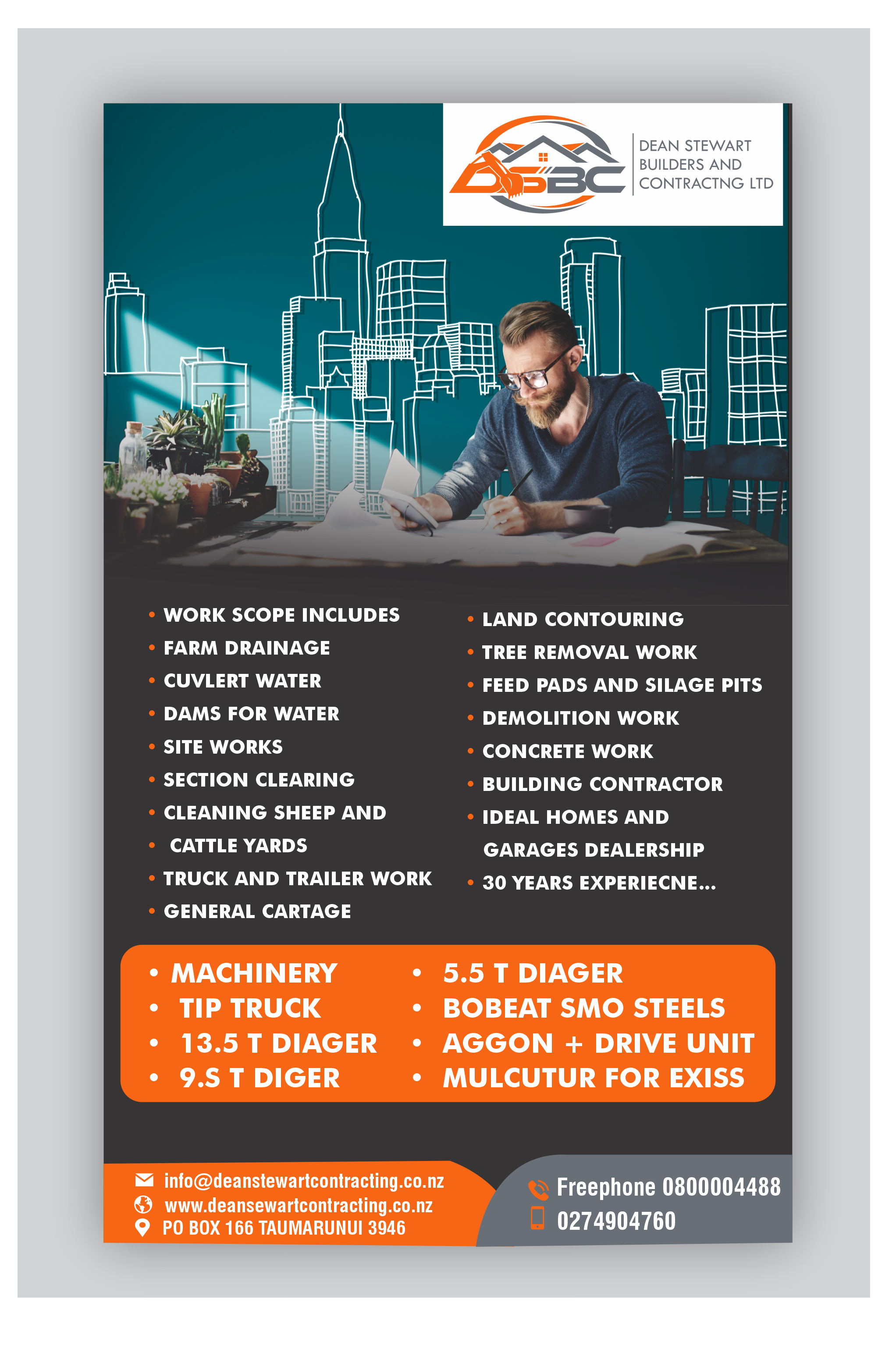 Diseño de Flyer por designer1975 para DEAN STEWART BUILDERS AND CONTRACTING.CO.NZ | Diseño #36187679