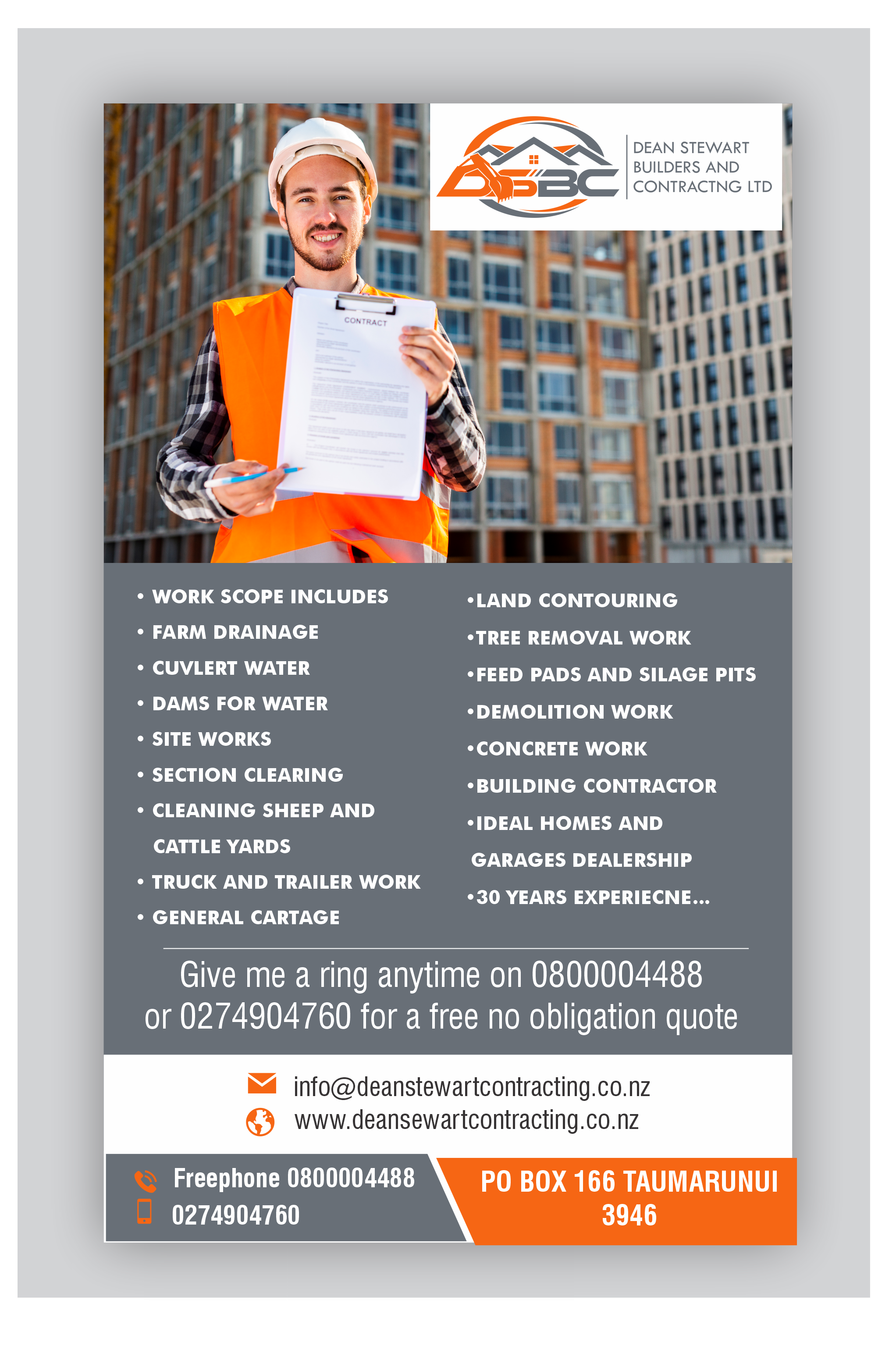 Diseño de Flyer por designer1975 para DEAN STEWART BUILDERS AND CONTRACTING.CO.NZ | Diseño #36188745