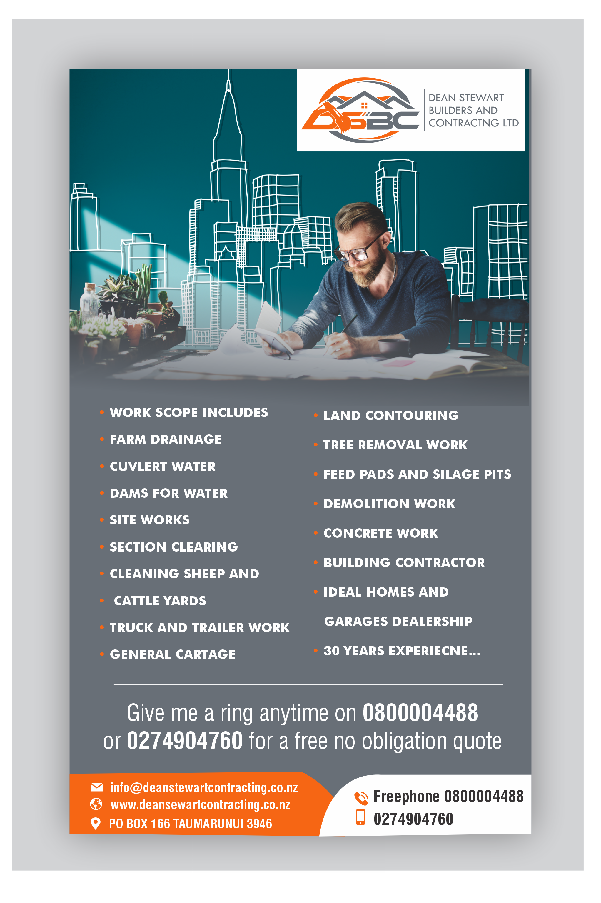 Diseño de Flyer por designer1975 para DEAN STEWART BUILDERS AND CONTRACTING.CO.NZ | Diseño #36188761