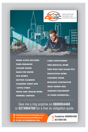 Flyer-Design von designer1975 für DEAN STEWART BUILDERS AND CONTRACTING.CO.NZ | Design: #36188761